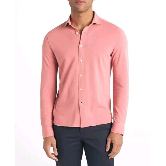 NWT Nice Stuff Clothing Long Sleeve Knit Button Down Shirt Size XL Red Mauve - Picture 1 of 10
